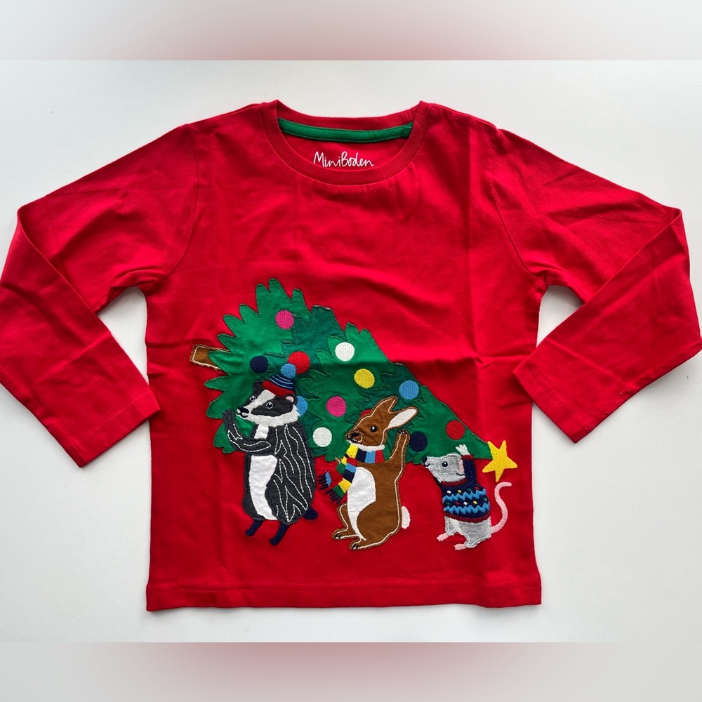 Mini Boden Christmas t-shirt 4-5Y